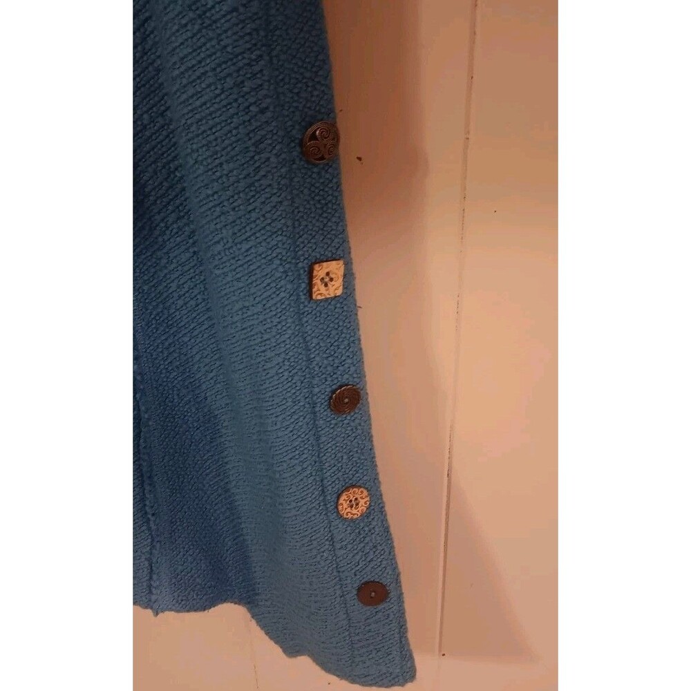 Soft Surroundings Sweater Tunic Knit Asymmetric Hem Button Blue XLarge - Picture 3 of 5